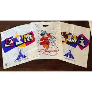 Vintage‎ Plastic Walt Disney World Plastic Souvenir Bags Lot Of 3
